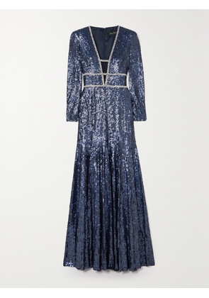 Jenny Packham - Celestia Crystal-embellished Sequined Tulle Gown - Blue - UK 6,UK 8,UK 10,UK 12,UK 14,UK 16,UK 18