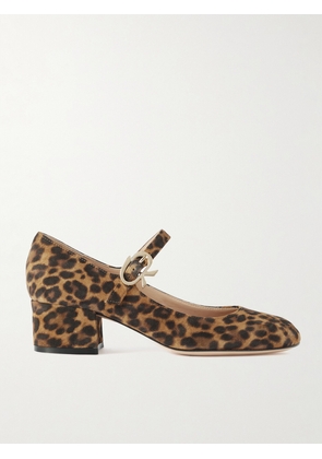 Gianvito Rossi - Mary Ribbon 45 Leopard-print Suede Mary Jane Pumps - Animal print - IT35,IT36,IT36.5,IT37,IT37.5,IT38,IT38.5,IT39,IT39.5,IT40,IT40.5,IT41,IT41.5,IT42