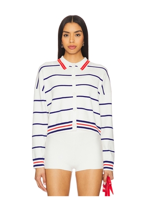Central Park West Nautical Stripe Polo in Ivory. Size S. Also in XS.