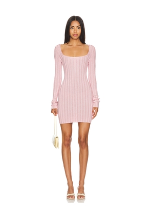 GUIZIO Slinky Rib Mini Dress in Pink. Size S. Also in XL.