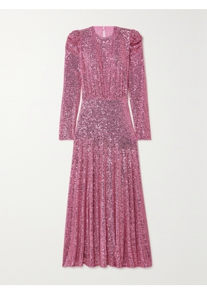 RIXO - Cerise Gathered Sequined Stretch-tulle Midi Dress - Pink - UK 6,UK 8,UK 10,UK 12,UK 14,UK 16,UK 18,UK 20