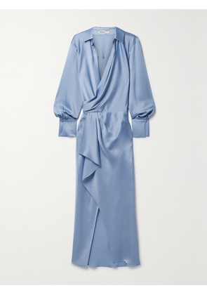 SIMKHAI - Talita Draped Wrap-effect Satin Midi Dress - Blue - US0,US2,US4,US6,US8,US10