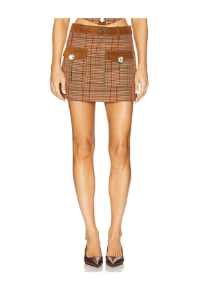 AREA Crystal Mini Skirt in Brown. Size 2. Also in 6, 8.