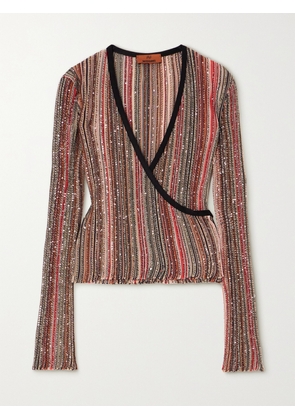 Missoni - Sequin-embellished Striped Crochet-knit Wrap Top - Multi - IT36,IT38,IT40,IT42,IT44,IT46,IT48,IT50