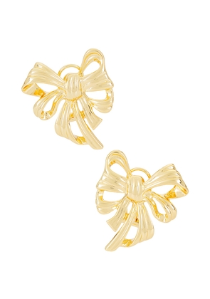 ANINE BING Bow Earrings in Metallic Gold.