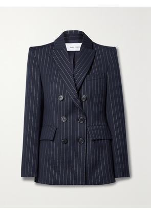 Alex Perry - Double-breasted Metallic Pinstriped Twill Blazer - Blue - UK 6,UK 8,UK 10,UK 12,UK 14,UK 16,UK 18