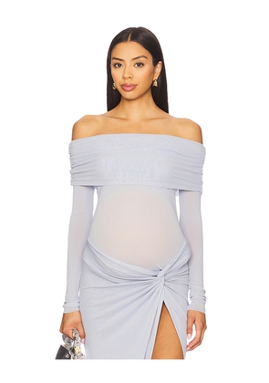 BUMPSUIT Off The Shoulder Mesh Top in Blue. Size S. Also in XS.