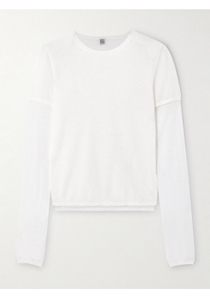 TOTEME - Layered Knitted Cashmere And Silk-blend Top - Ecru - xx small,x small,small,medium,large,x large