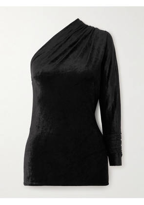 Rick Owens - Gathered One-shoulder Velvet Mini Dress - Black - IT38,IT40,IT42,IT44,IT46,IT48