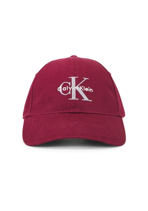 Calvin Klein Monologo Embroidery Baseball Cap in Red.