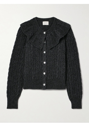 DÔEN - Nerina Cable And Pointelle-knit Alpaca-blend Cardigan - Black - x small,small,medium,large,x large