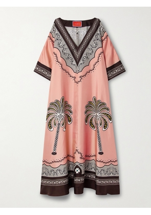 La DoubleJ - Muumuu Oversized Printed Silk-twill Maxi Dress - Pink - xx small,x small,small,medium,large,x large,xx large