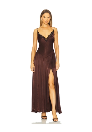 Bardot Aderia Lace Detail Maxi Dress in Chocolate. Size 10. Also in 12, 2, 4, 6, 8.