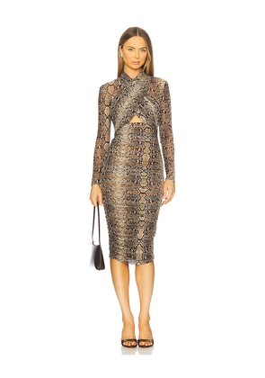 Bardot Aliyah Printed Midi Dress in Grey. Size L. Also in M, S, XL, XS.