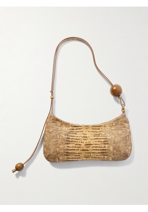 Jacquemus - Le Bisou Perle Embellished Snake-effect Leather Shoulder Bag - Neutrals - One size