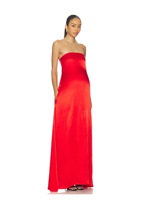 BUMPSUIT Brushed Satin Gown in Red. Size M. Also in S, XL, XS.