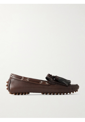 Brunello Cucinelli - Tasseled Fringed Bead-embellished Leather Loafers - Brown - IT36,IT37,IT37.5,IT38,IT38.5,IT39,IT39.5,IT40,IT40.5,IT41