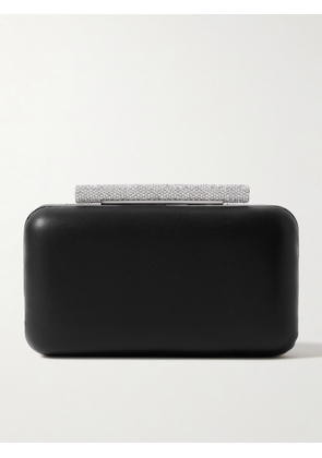 MCQUEEN - T-bar Crystal-embellished Leather Clutch - Black - One size