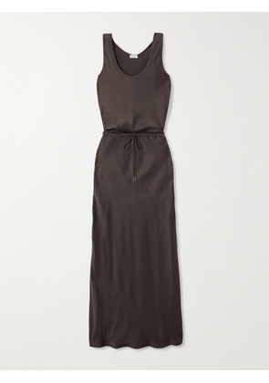 Brunello Cucinelli - Satin Maxi Dress - Brown - xx small,x small,small,large