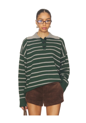 ALL THE WAYS Clydie Polo Sweater in Green. Size L. Also in M, S, XS.