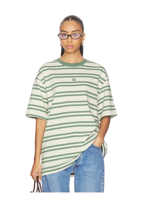 Calvin Klein Heavyweight Stripe Jersey Tee in Cream,Green. Size L. Also in M, S, XL/1X.