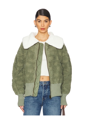 Free People Cozy Up Faux Fur Cardi in Green. Size S. Also in XL, XS.