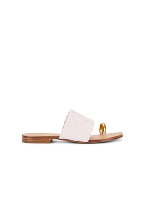 SIMKHAI Ariana Woven Leather Sandal With Metal Toe Ring in Ivory. Size 37. Also in 41.