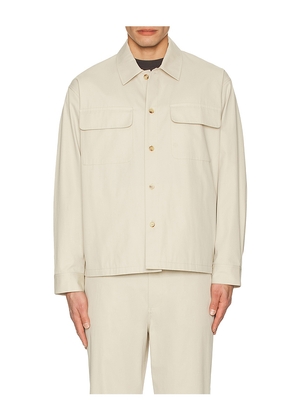 FRAME Double Pocket Overshirt in Beige. Size S. Also in XL/1X.