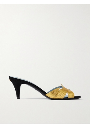 Valentino Garavani - 65 Metallic Leather And Suede Sandals - Black - IT36,IT36.5,IT37,IT37.5,IT38,IT38.5,IT39,IT39.5,IT40,IT40.5,IT41,IT41.5,IT42