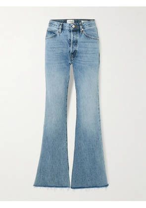 FRAME - The Lax Distressed High-rise Flared Jeans - Blue - 23,24,25,26,27,28,29,30,31,32,33