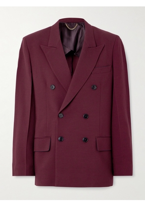 Victoria Beckham - Double-breasted Crepe Blazer - Burgundy - UK 4,UK 6,UK 8,UK 10,UK 12,UK 14