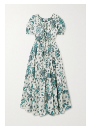 EVI GRINTELA - Rosemary Tiered Floral-print Cotton-voile Midi Dress - Green - x small,small,medium,large