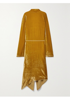 PETAR PETROV - Agento Open-back Velvet Midi Wrap Dress - Yellow - FR 34,FR 36,FR 40,FR 42,FR 44