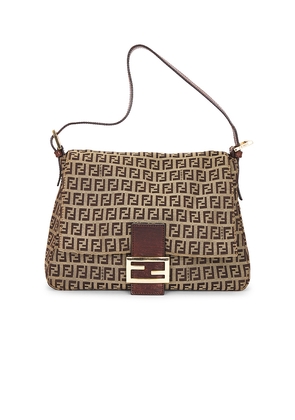 FWRD Renew Fendi Zucchino Mama Baguette Shoulder Bag in Beige.