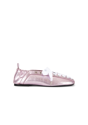 Ganni Eyelets Lace Up Ballerina Flat in Pink. Size 36. Also in 37, 38, 39, 40, 41.
