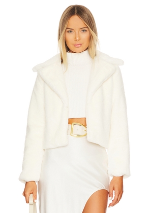 MORE TO COME Payton Faux Fur Jacket in Ivory. Size S. Also in XL, XS.