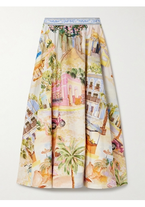 Farm Rio - Printed Organic Cotton-poplin Midi Skirt - Multi - xx small,x small,small,medium,large,x large