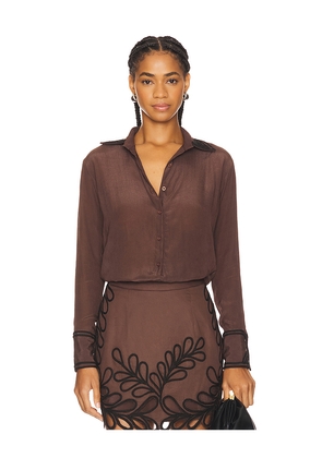 Karina Grimaldi Morena Embroidered Blouse in Brown. Size M. Also in XS.