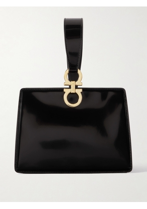 Ferragamo - Mini Embellished Glossed-leather Clutch - Black - One size