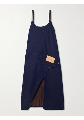 JW Anderson - Appliquéd Denim Midi Dress - Blue - UK 4,UK 6,UK 8,UK 10,UK 14