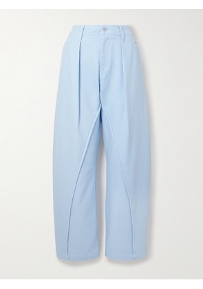 JW Anderson - Pleated Cotton-twill Barrel-leg Pants - Blue - 24,25,26,27,28,29,30,31