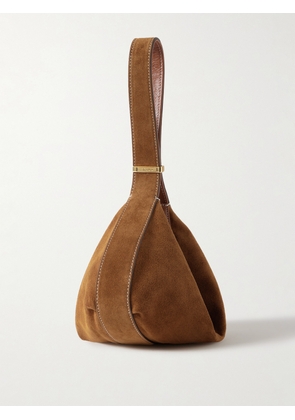 STAUD - Demy Leather-trimmed Suede Shoulder Bag - Brown - One size