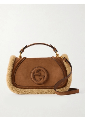 Gucci - Blondie Shearling-trimmed Suede Shoulder Bag - Brown - One size