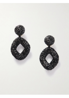 Oscar de la Renta - Gold-tone Beaded Clip Earrings - Black - One size