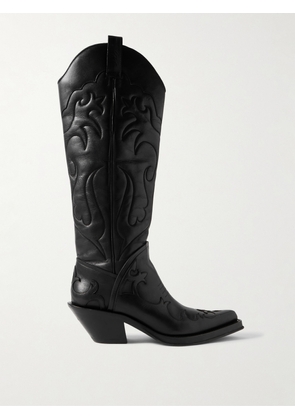 Gabriela Hearst - Capitana Embroidered Leather Knee Boots - Black - IT35,IT36,IT36.5,IT37,IT37.5,IT38,IT38.5,IT39,IT39.5,IT40,IT40.5,IT41,IT41.5,IT42