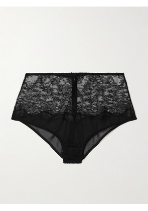 Kiki de Montparnasse - La Follie Lace And Mesh Briefs - Black - x small,small,medium,large