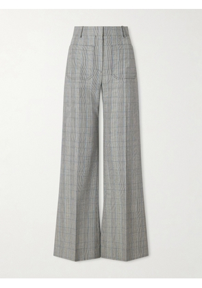 Victoria Beckham - Alina Checked Wool Wide-leg Pants - Gray - UK 4,UK 6,UK 8,UK 10,UK 12,UK 14