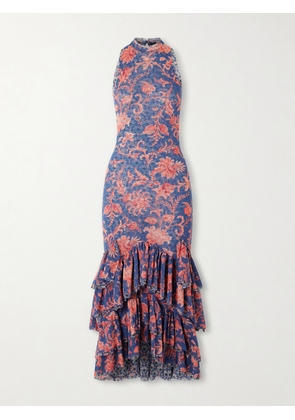 Etro - Ruffled Paisley-print Tulle Midi Dress - Blue - IT36,IT38,IT40,IT42,IT44,IT46,IT48
