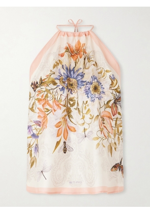 Etro - Floral-print Silk-voile Halterneck Top - Cream - One size