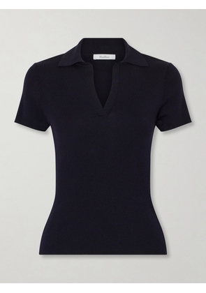Max Mara - Ribbed Wool Polo Shirt - Blue - x small,small,medium,large,x large